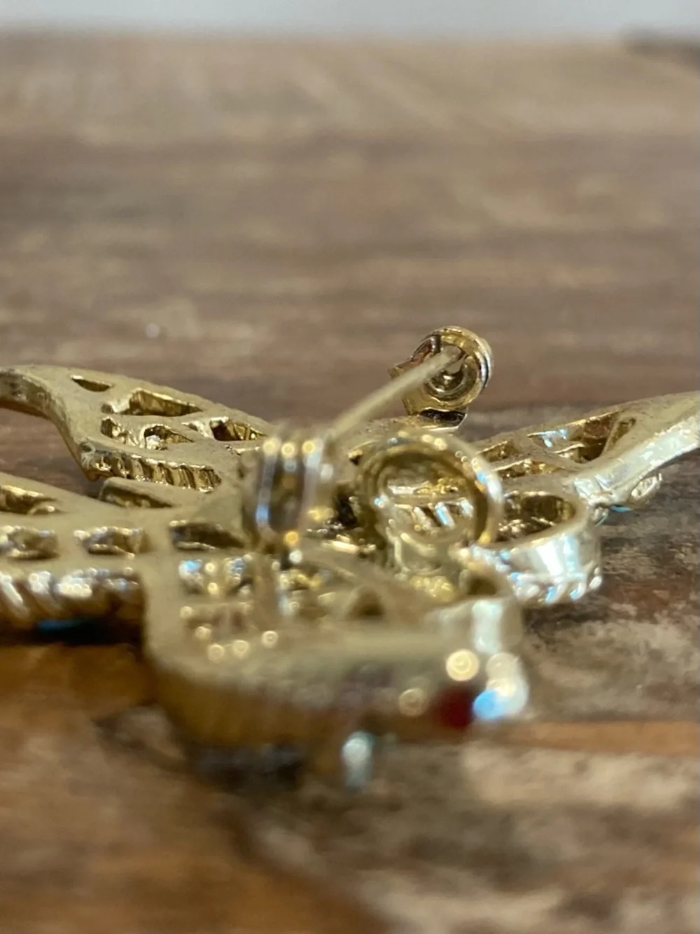 Vintage Gerry’s Gold Tone and Light Turquoise Colored Butterfly Brooch / Pendant